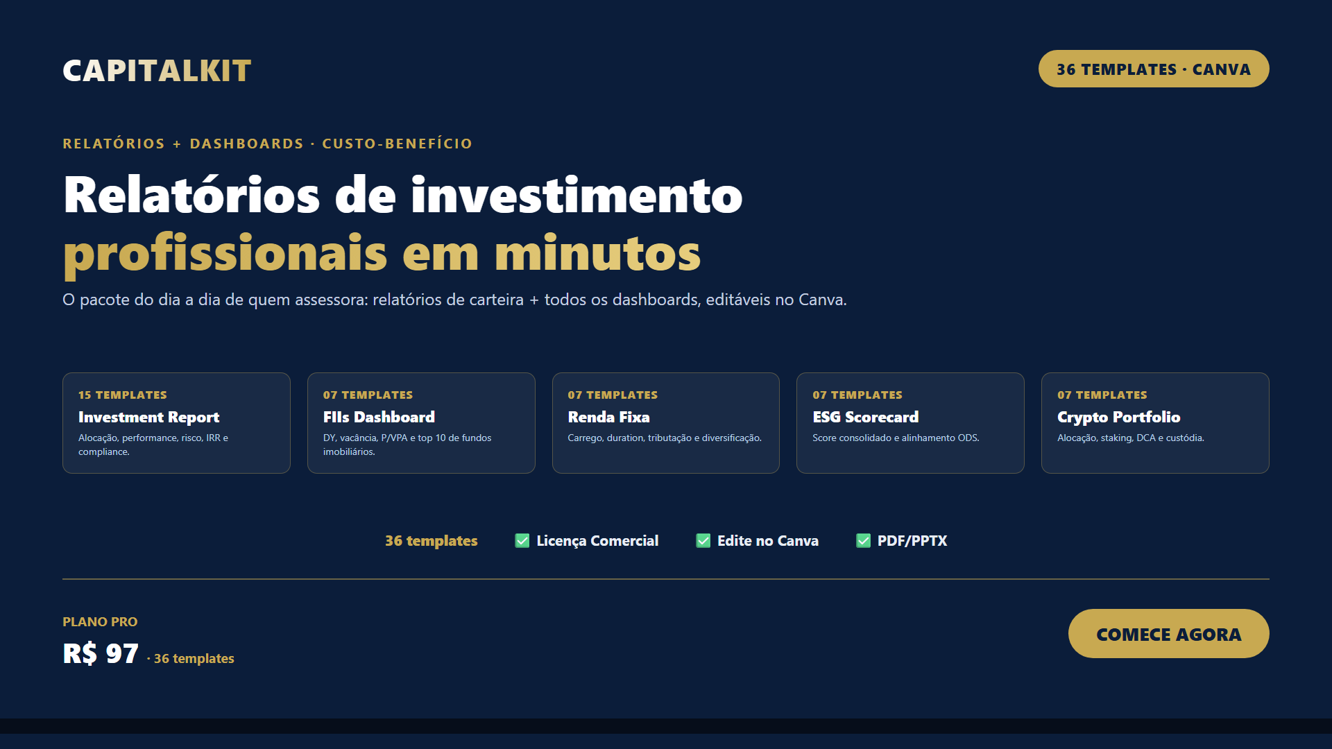 CapitalKit - Templates de Investimento no Canva — produto da categoria Cursos